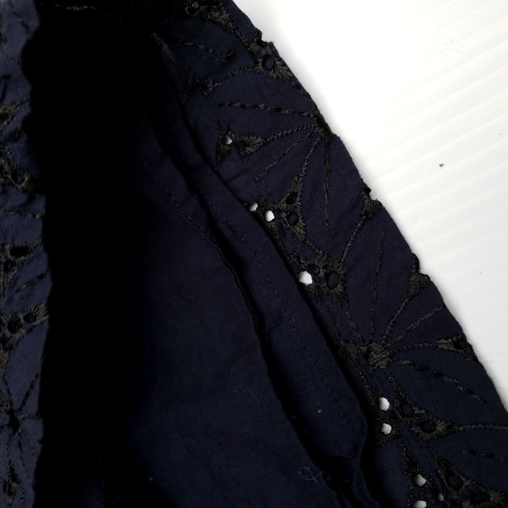 A New Day Navy Eyelet Floral Embroidered Crop Top - Picture 4 of 7